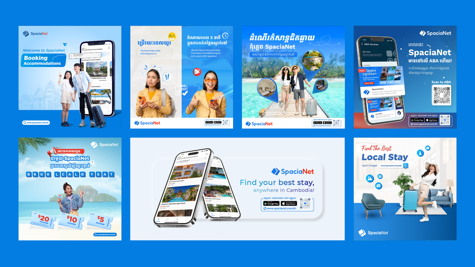 poster travel specialnet social media with blue branding design about booking service